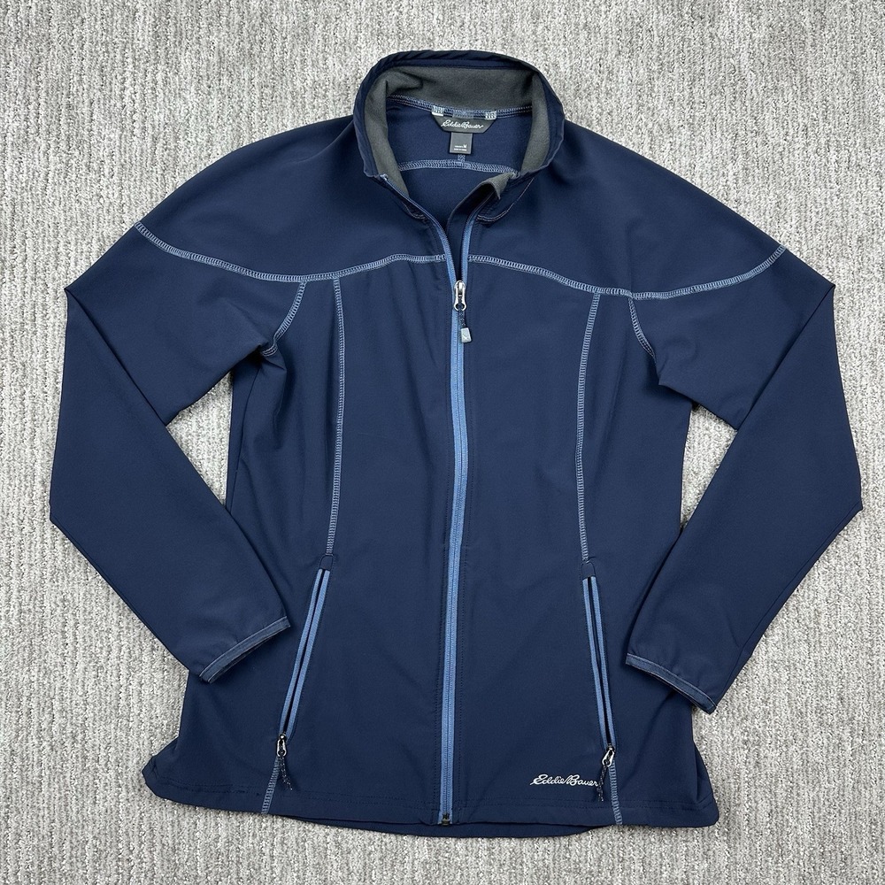 Eddie Bauer Women's Blue Pockets Long Sleeve Full Zip Soft Shell Jacket Medium